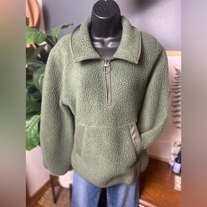 Madewell Olive Green Sherpa Pullover